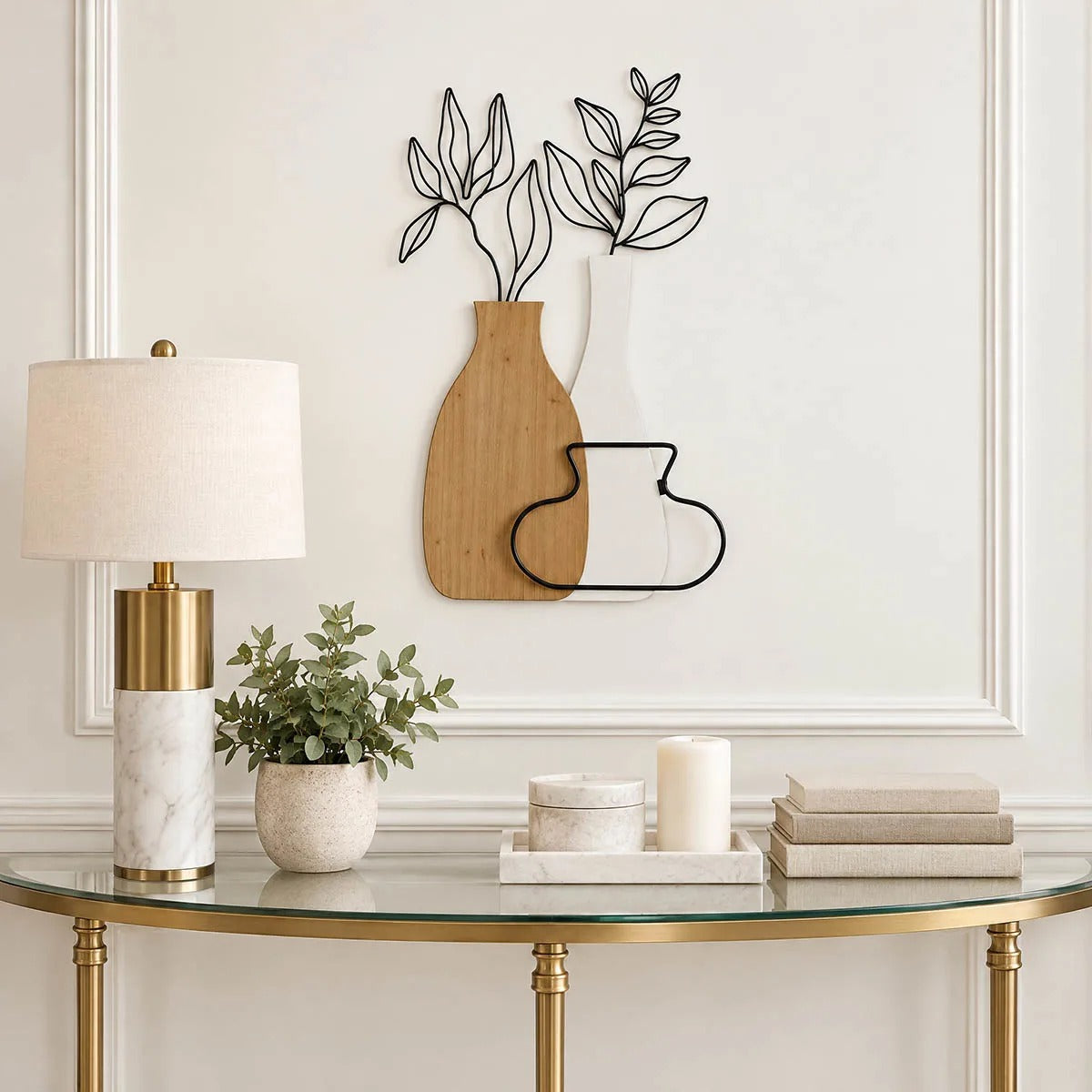 Wood And Metal Floral Wall Art, 20 Inch