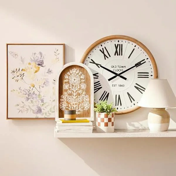 Wooden Carved Floral Wall Decor, 18.5 Inch