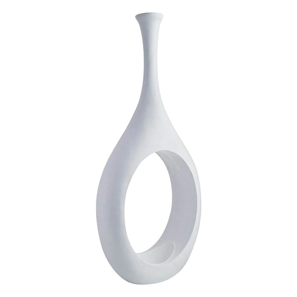 Modern White Open Circle Floor Vase, 48 Inch