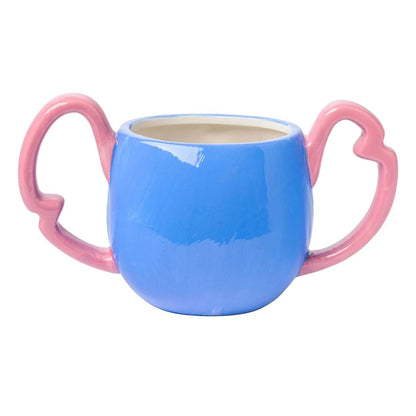 Blue Character Ceramic Mug With 3D Face And Ear Handles, 7.8 Inch