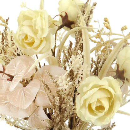 Artificial Rose and Heather Floral Arrangement in Pot, 15 Inch