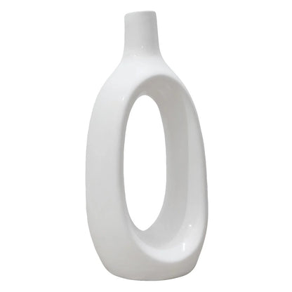 Modern Ivory White Ceramic Table Vase, 8.5 Inch