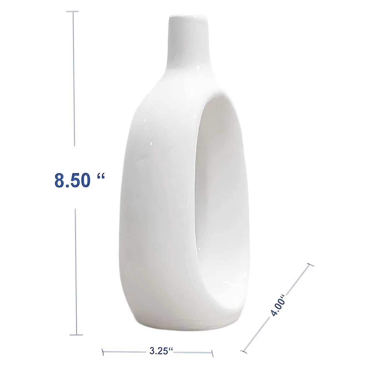 Modern Ivory White Ceramic Table Vase, 8.5 Inch