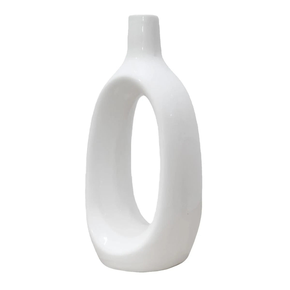 Modern Ivory White Ceramic Table Vase, 8.5 Inch