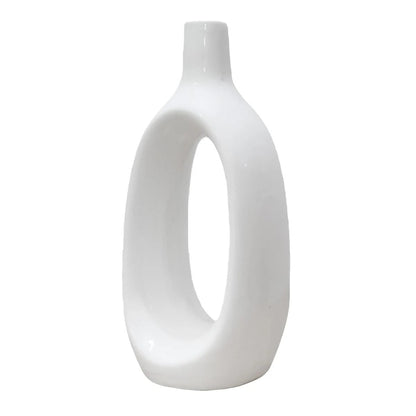 Modern Ivory White Ceramic Table Vase, 8.5 Inch