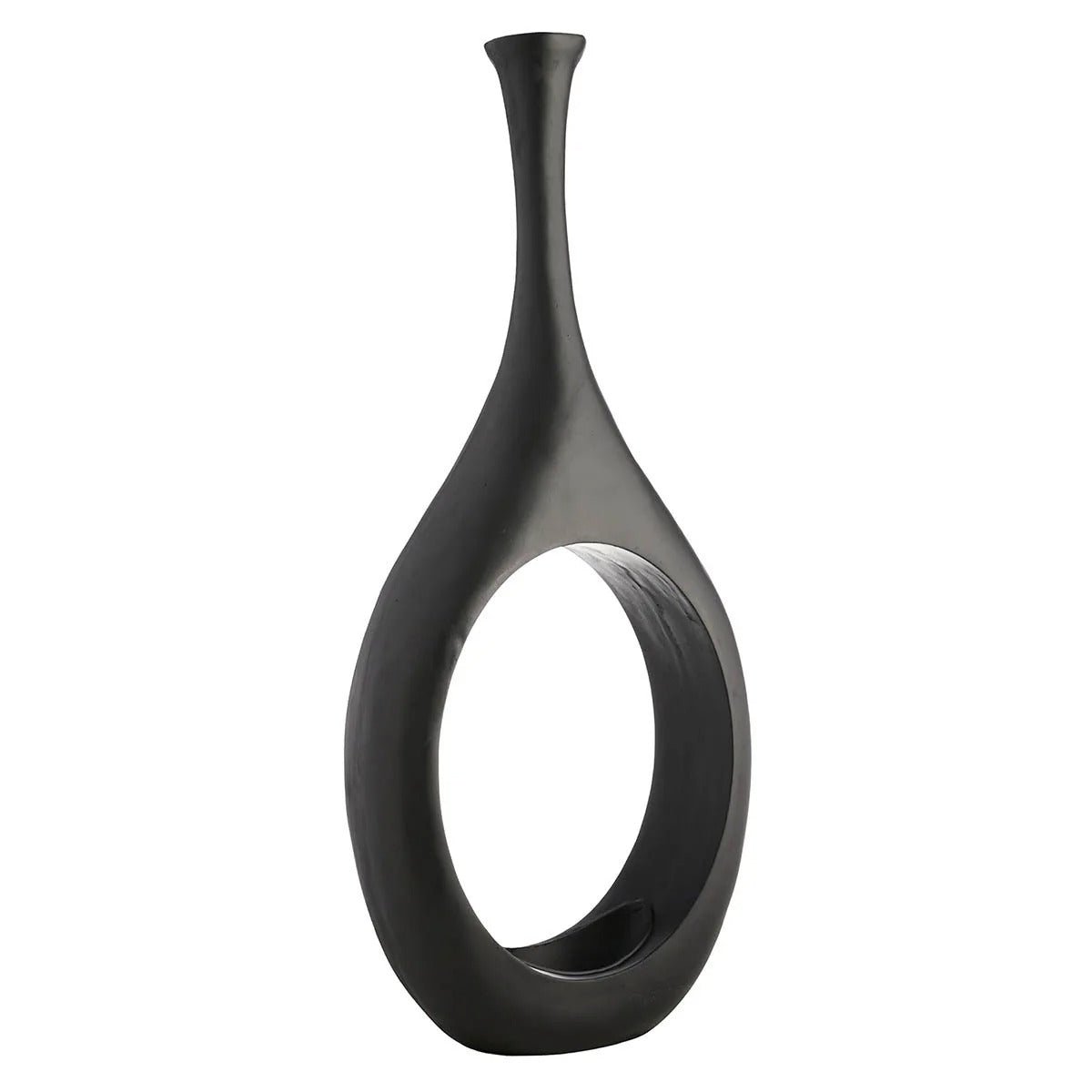Modern Black Open Circle Floor Vase, 48 Inch