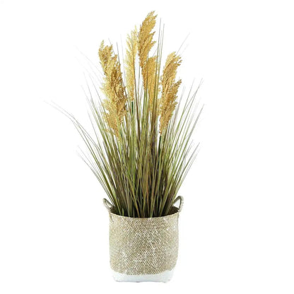 Artificial Onion Grass Floor Plant in Woven Basket, 38.5 Inch