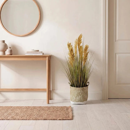 Artificial Onion Grass Floor Plant in Woven Basket, 38.5 Inch