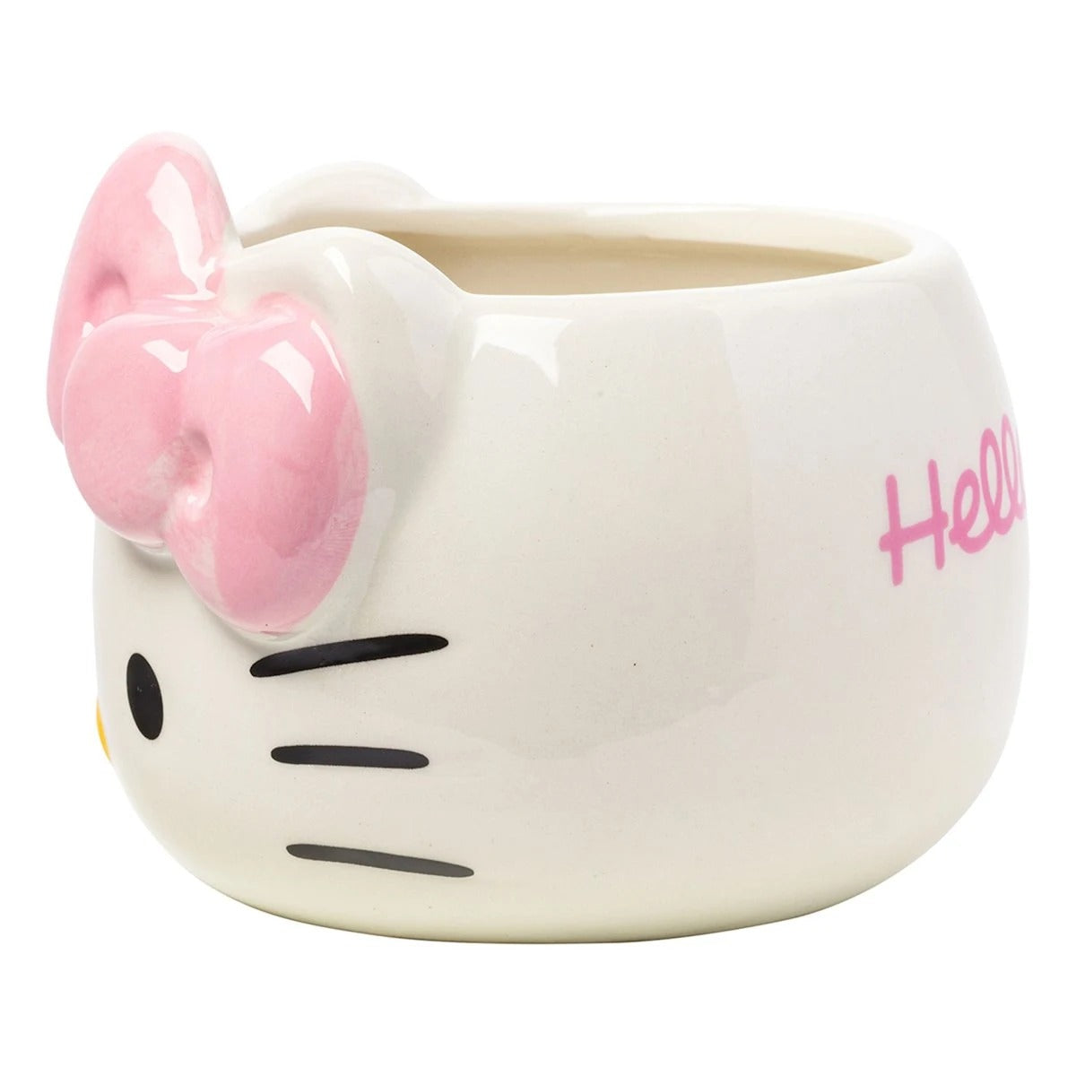 3D Cat Face Sculpted Ceramic Mug with Pink Bow