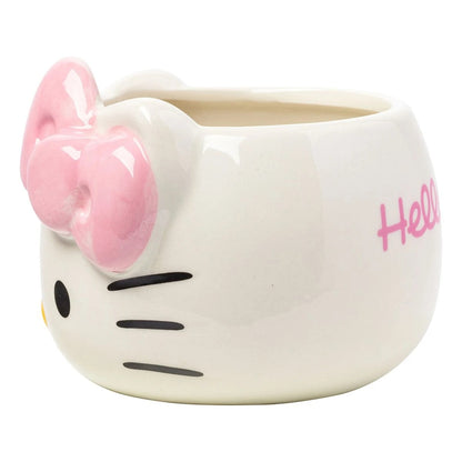 3D Cat Face Sculpted Ceramic Mug with Pink Bow