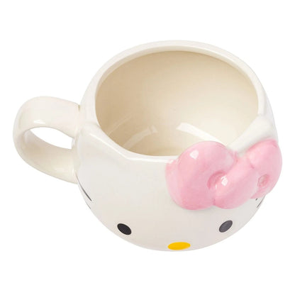 3D Cat Face Sculpted Ceramic Mug with Pink Bow
