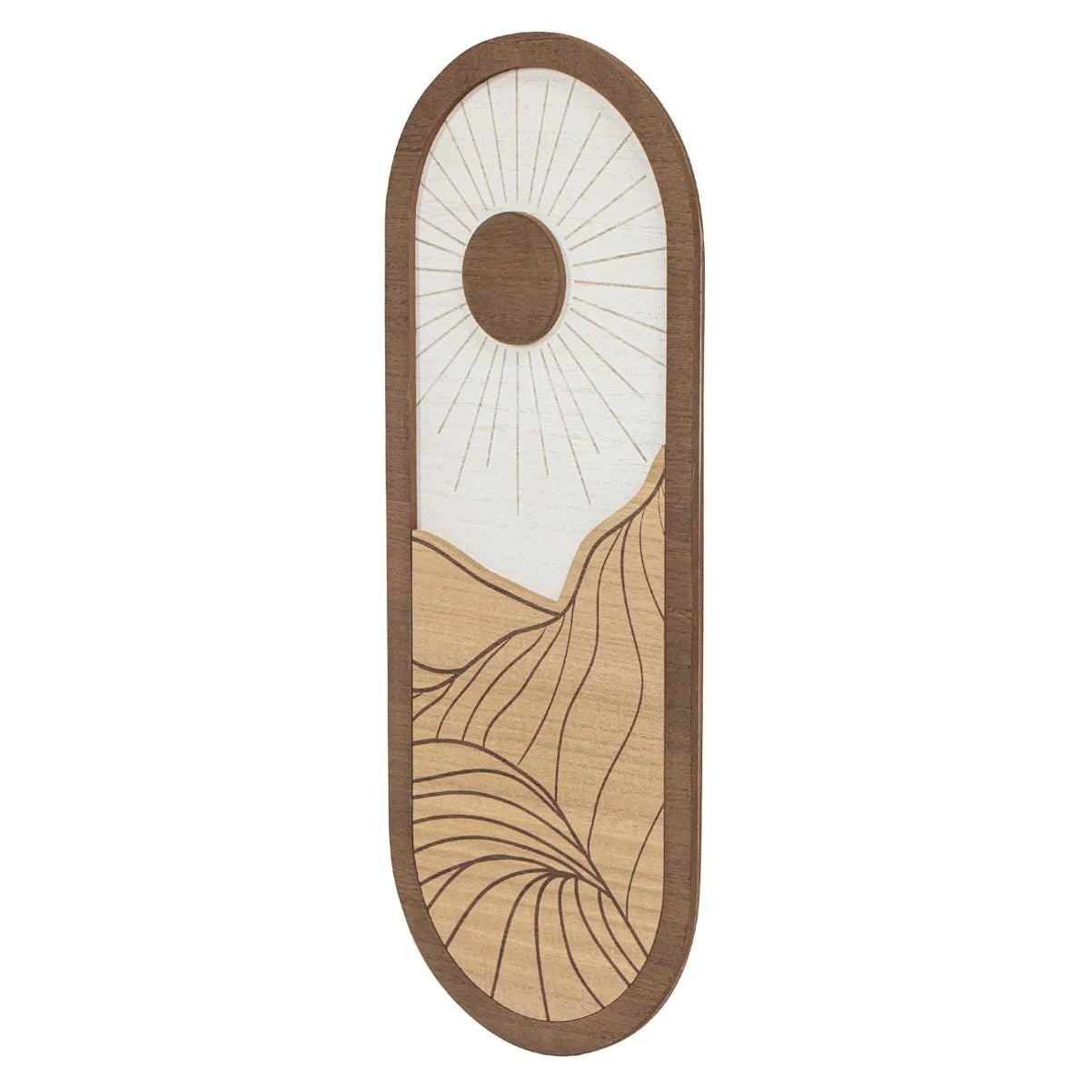 Mountain And Sun Wood Wall Art, 20 Inch